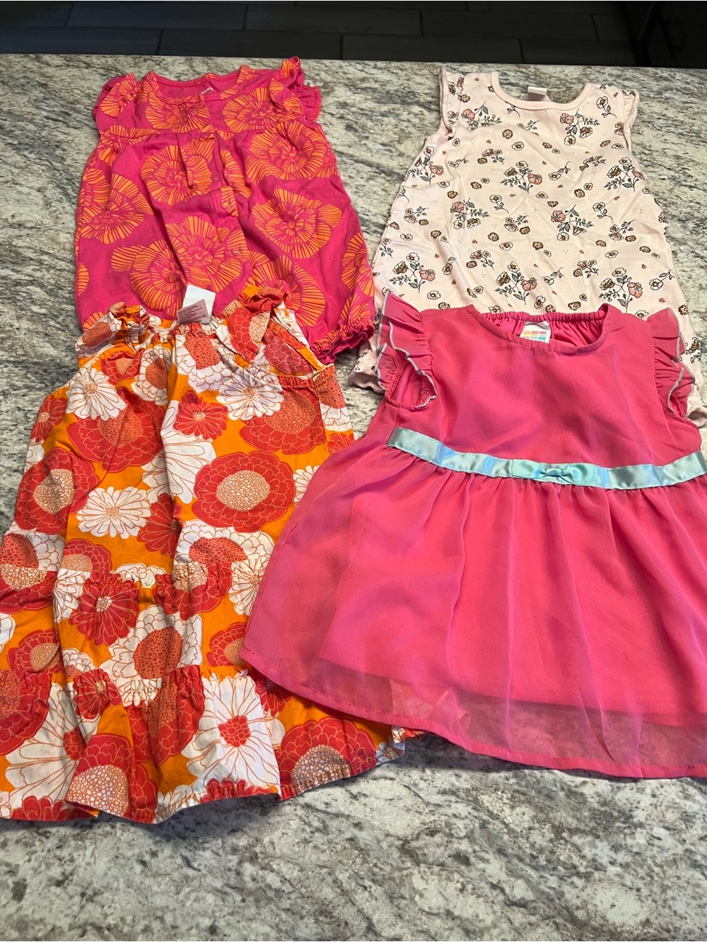 Girls 24 months Dress and Romper 4 piece preloved bundle